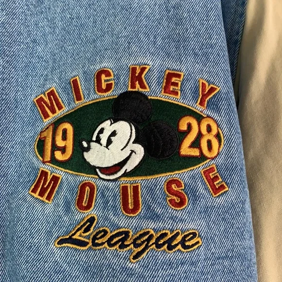 Vintage Mickey Mouse Small Denim Jacket Hooded The Disney Store Lined Preowned - Picture 3 of 9